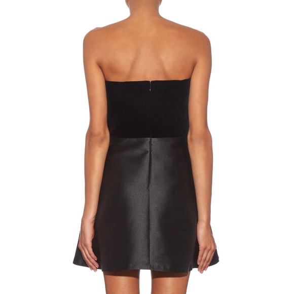 RED VALENTINO Dress Womens 0 Black Strapless Velvet Silk Twill Mini Fit Flare 38 - Picture 3 of 14